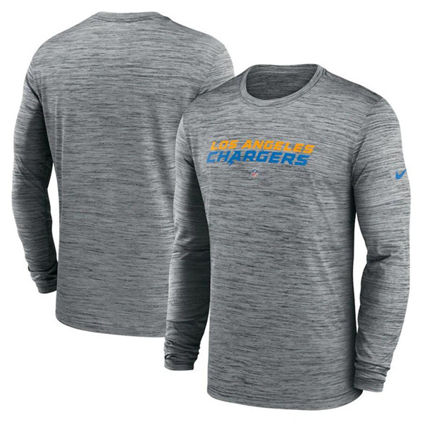 Men's Los Angeles Chargers Heather Gray Sideline Team Velocity Performance Long Sleeve T-Shirt